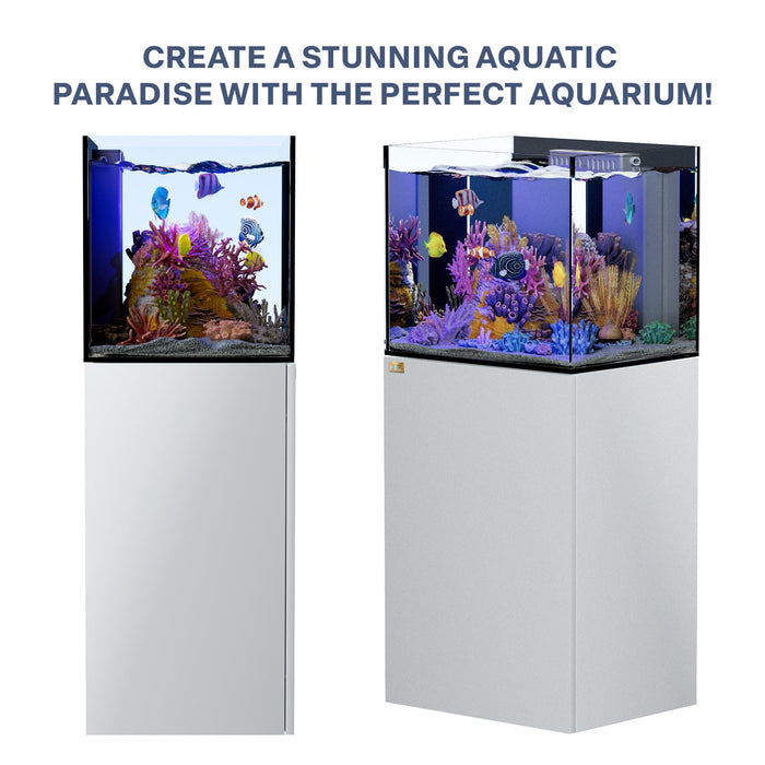 Aqua Dream 37 Gallon Coral Reef Aquarium Ultra Clear Glass Tank & Built in Sump All White