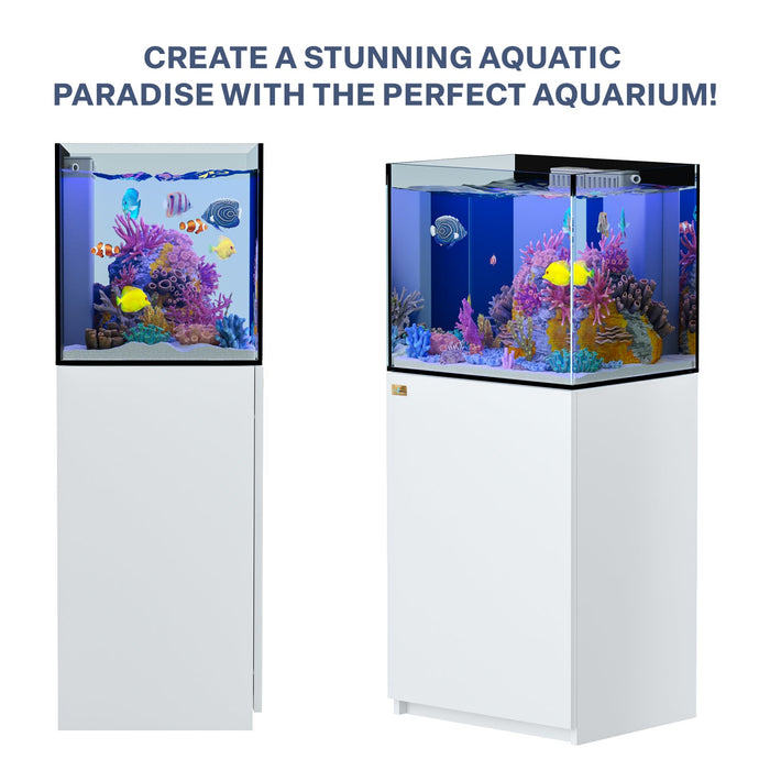 Aqua Dream 50 Gallon Reef Tank Aquarium Ultra Clear Glass & Built in Sump All White