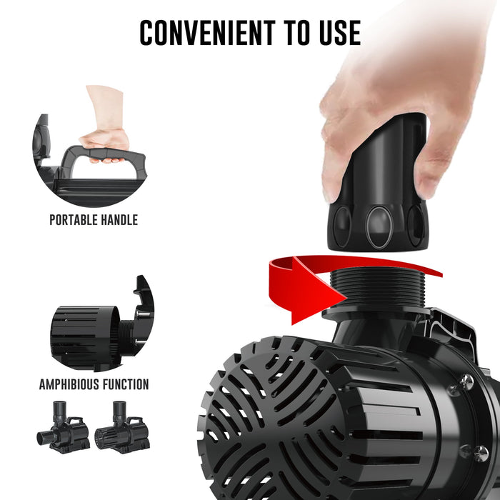 Aqua Dream 5810 GPH External & Submersible Pond Pump 250W Variable Frequency with External Controller