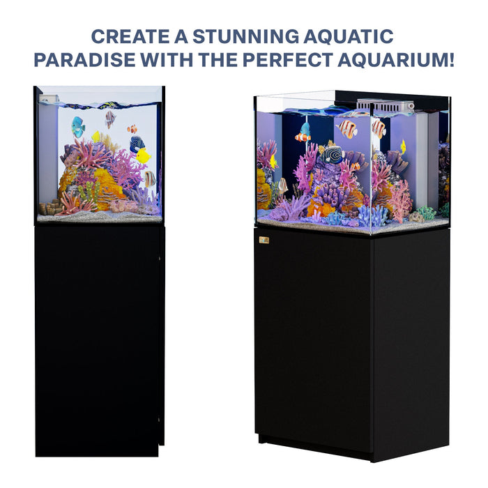 Aqua Dream 37 Gallon Aquarium Coral Reef Ultra Clear Glass Tank & Built in Sump All Black