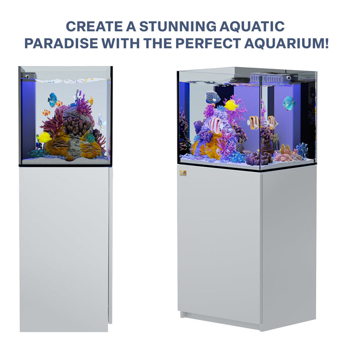 Aqua Dream 63 Gallon Coral Reef Aquarium Ultra Clear Glass Tank & Built in Sump White