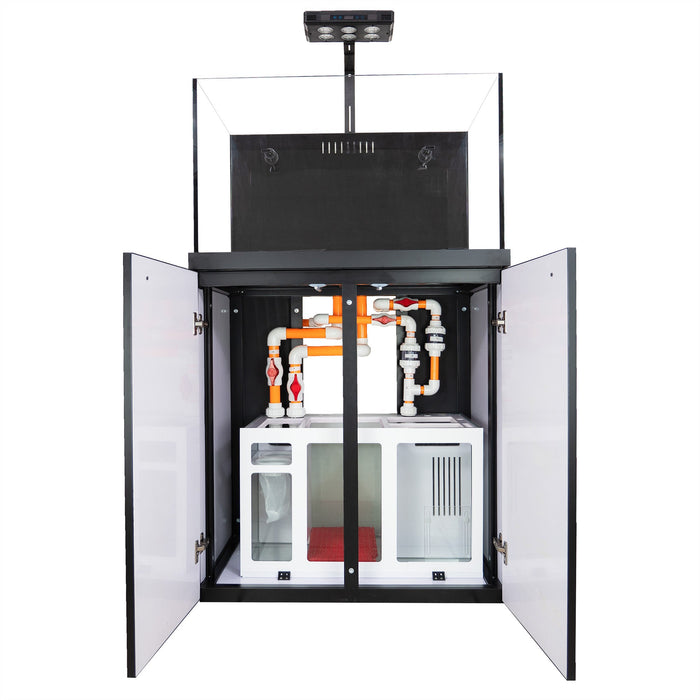 Aqua Dream Coral Reef Aquarium Tempered Glass 90 Gallon Tank Complete Set Black including one Coral light & one Protein Skimmer