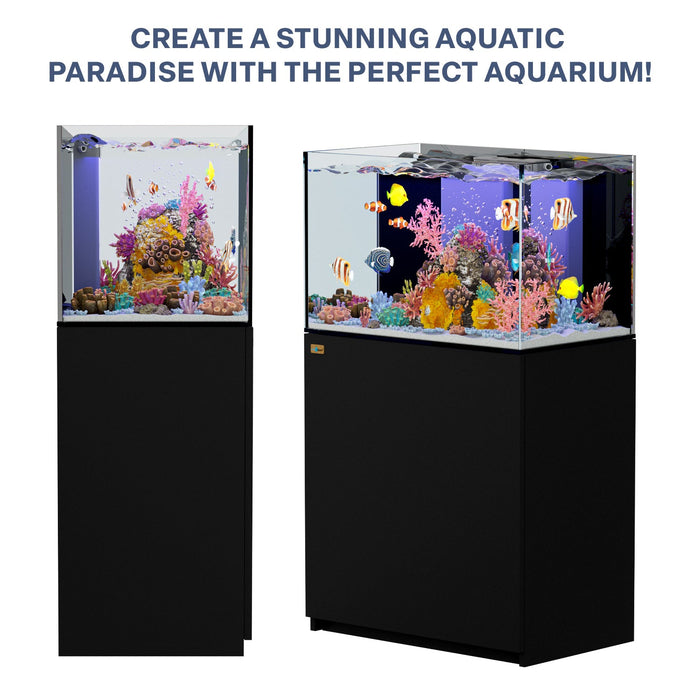 Aqua Dream Coral Reef Aquarium 90 Gallon Ultra Clear Glass Tank & Built in Sump All Black