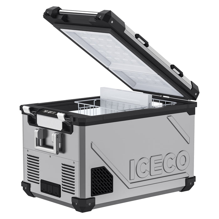 ICECO APL55-Silver Power Combo Dual Zone 12 Volt Fridge with Magnetic Battery