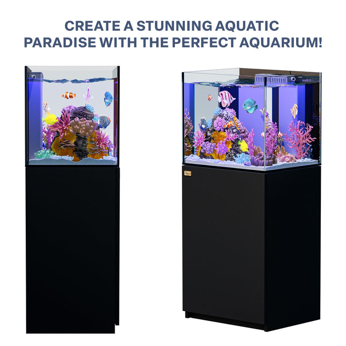 Aqua Dream 63 Gallon Coral Reef Aquarium Ultra Clear Glass Tank & Built in Sump All Black