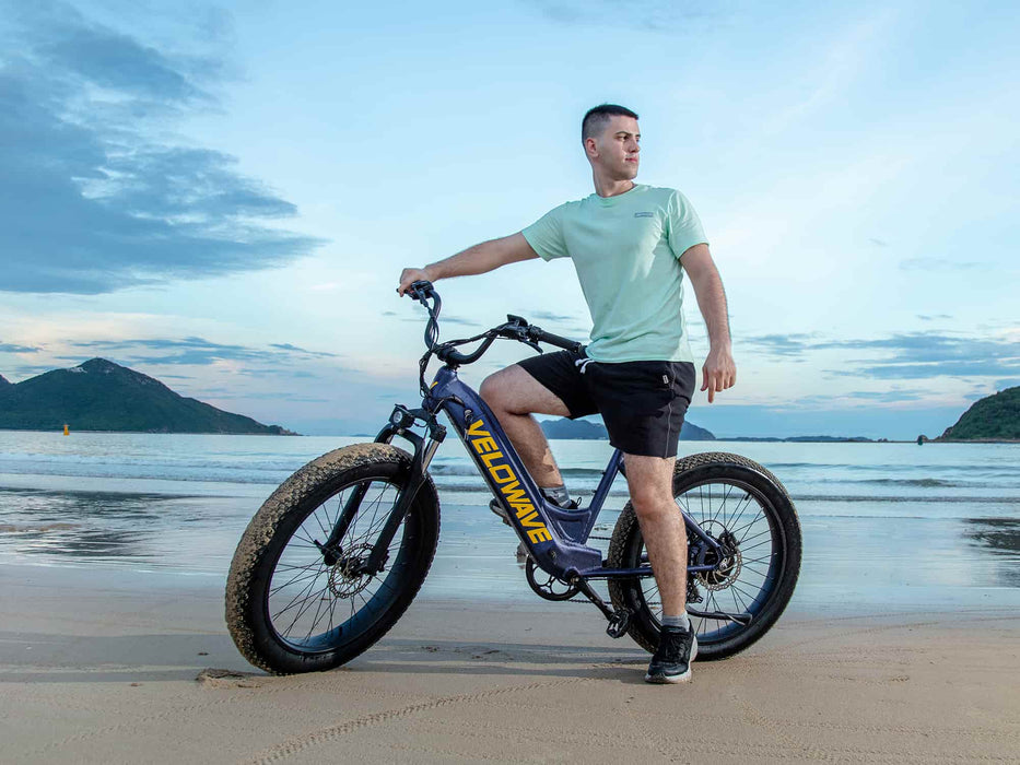 Velowave Rover Step-Thru Electric Bike 750W Motor, Fat Tires, 50-Mile Range, Hydraulic Brakes