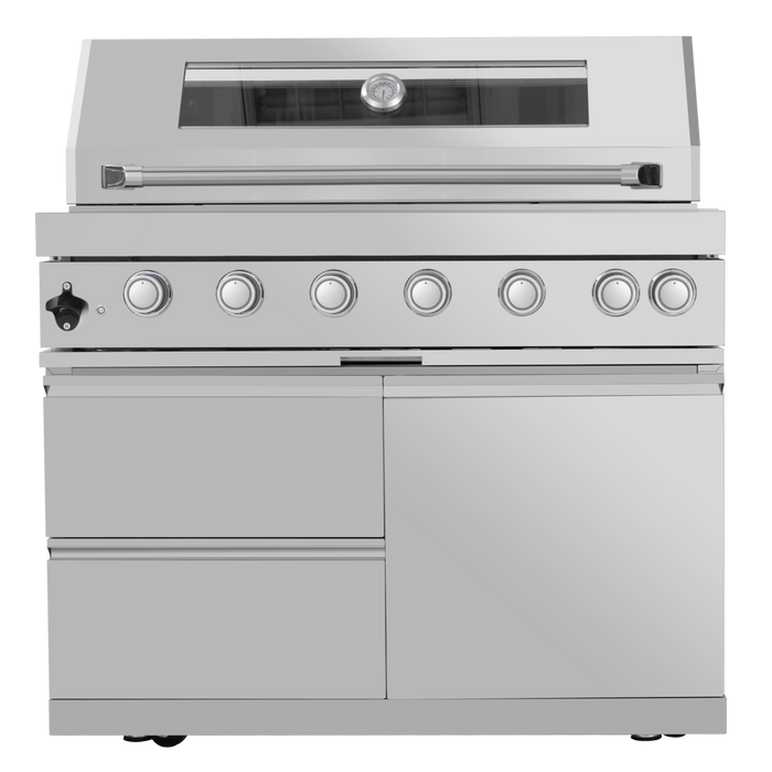 128" 120,000 BTU 6-Burner Outdoor Kitchen Island Grill with Pizza Oven
