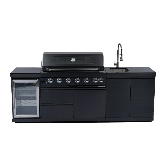 96" 6-Burner 85000 BTU Deluxe Stainless Steel Gas Outdoor Kitchen Island Grill with Wine Cooler & Sink