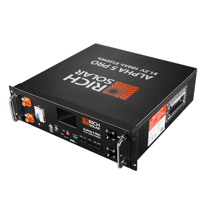Rich Solar ALPHA 5 PRO | 51.2V 100Ah LiFePO4 Battery | Premium 48V Server Rack Lithium Battery for Residential, Commercial, RVs, Off-Grid | 7,000 Lifetime Cycles | 10 Year Warranty | UL1973, UL9540A Certified