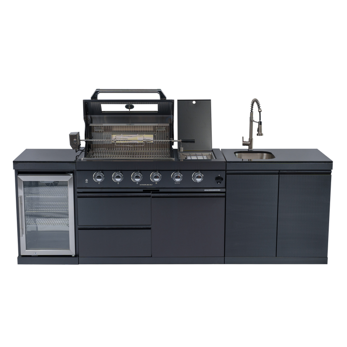 98" 4-Burner 72,000 BTU Stainless Outdoor Kitchen Island Grill with Wine Cooler & Sink