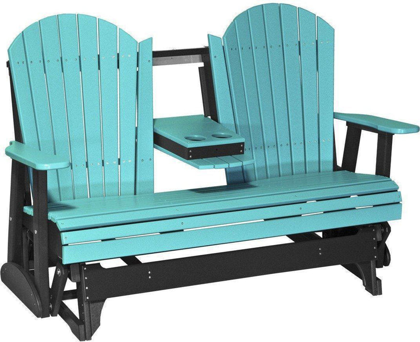 LuxCraft Recycled Plastic 5' Adirondack Glider Chair With Flip Down Center Console