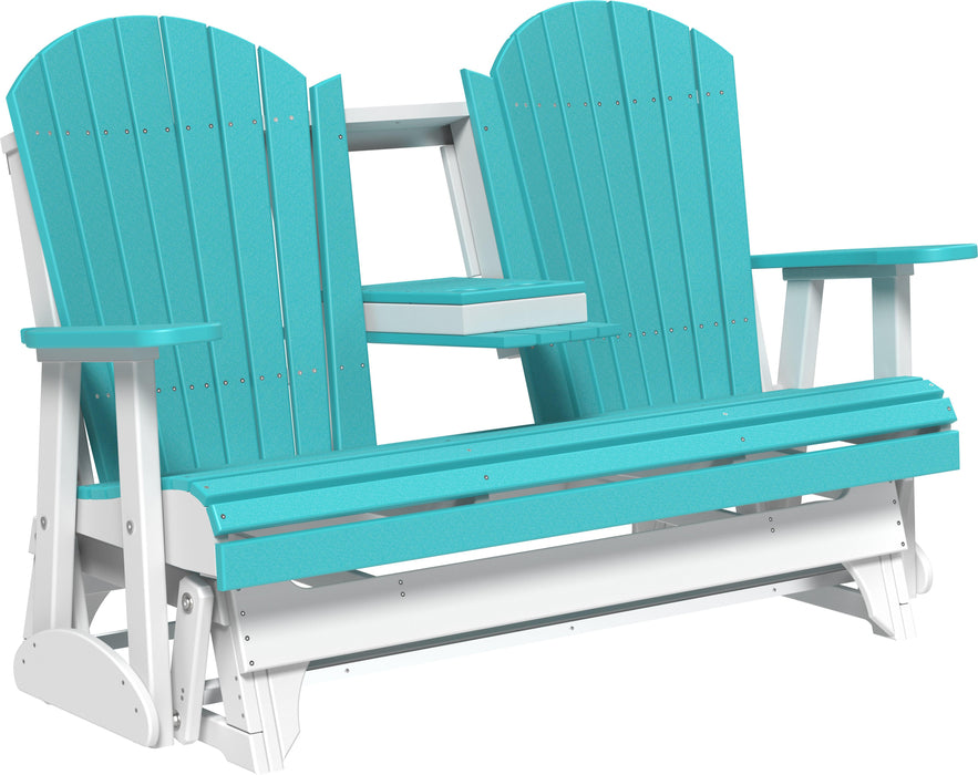 LuxCraft Recycled Plastic 5' Adirondack Glider Chair With Flip Down Center Console