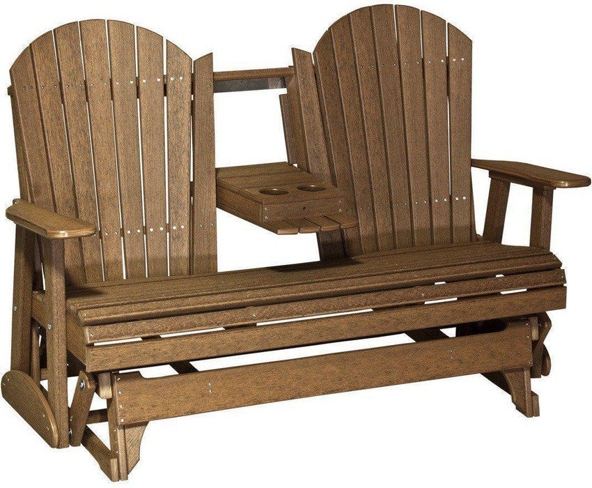 LuxCraft Recycled Plastic 5' Adirondack Glider Chair With Flip Down Center Console
