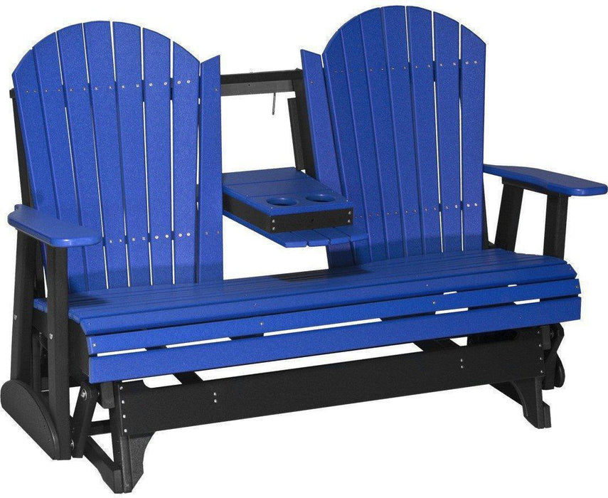 LuxCraft Recycled Plastic 5' Adirondack Glider Chair With Flip Down Center Console