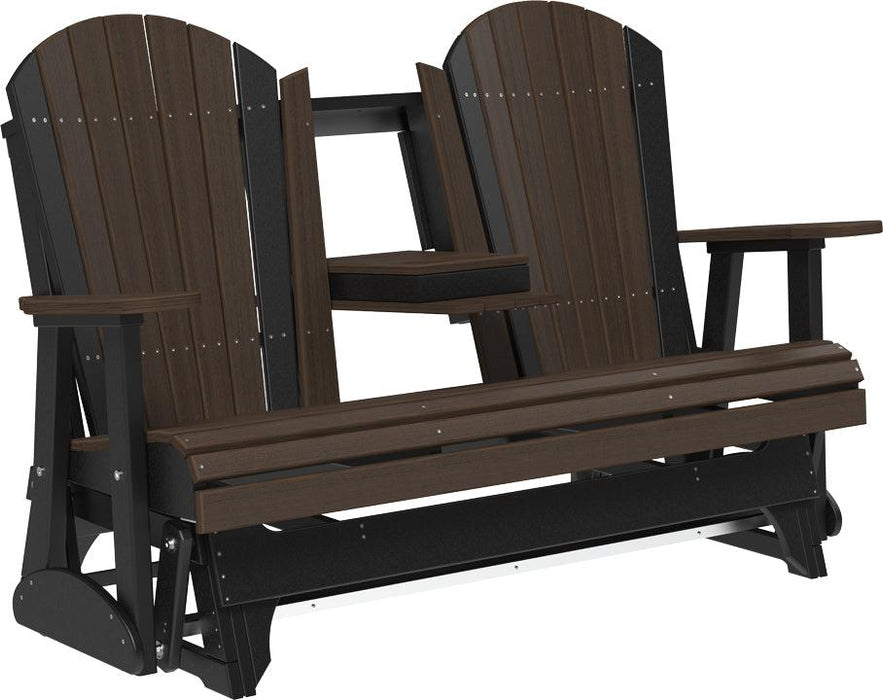 LuxCraft Recycled Plastic 5' Adirondack Glider Chair With Flip Down Center Console