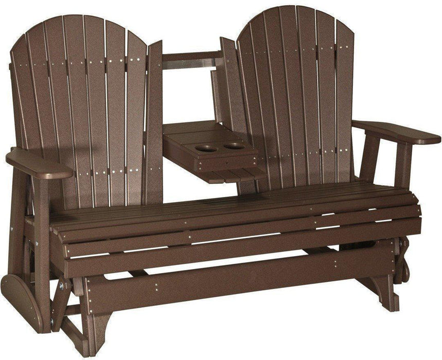 LuxCraft Recycled Plastic 5' Adirondack Glider Chair With Flip Down Center Console