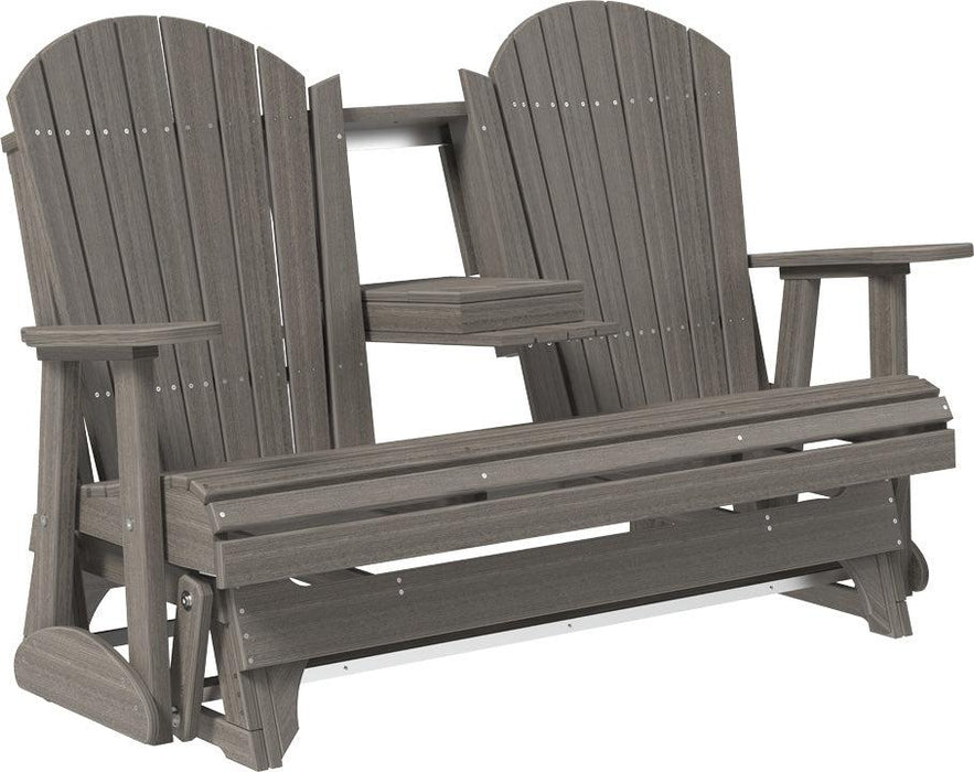 LuxCraft Recycled Plastic 5' Adirondack Glider Chair With Flip Down Center Console