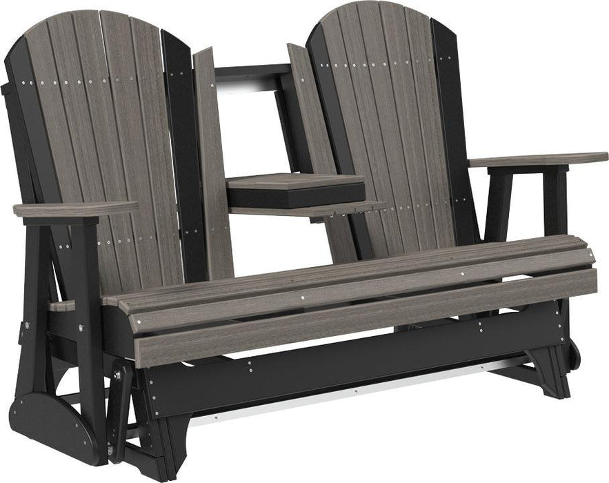 LuxCraft Recycled Plastic 5' Adirondack Glider Chair With Flip Down Center Console
