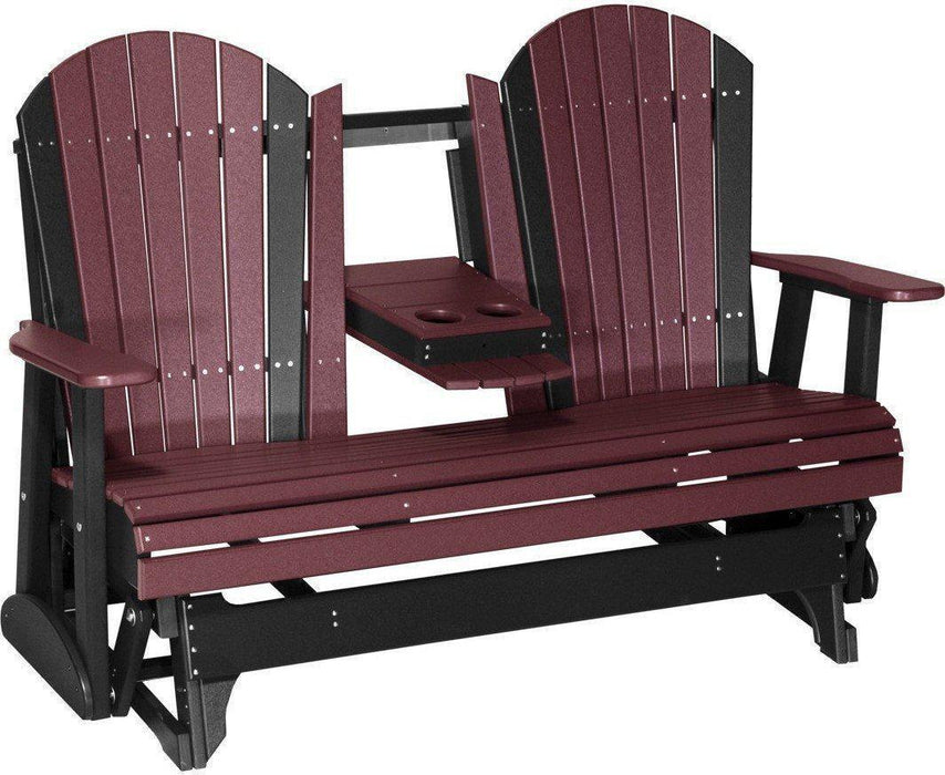 LuxCraft Recycled Plastic 5' Adirondack Glider Chair With Flip Down Center Console