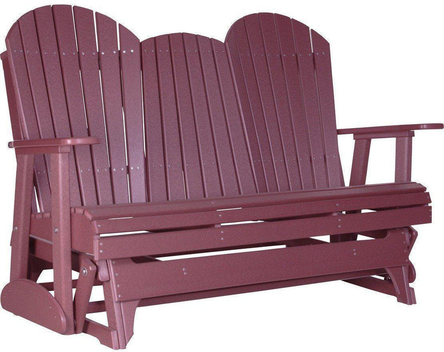 LuxCraft Recycled Plastic 5' Adirondack Glider Chair With Flip Down Center Console