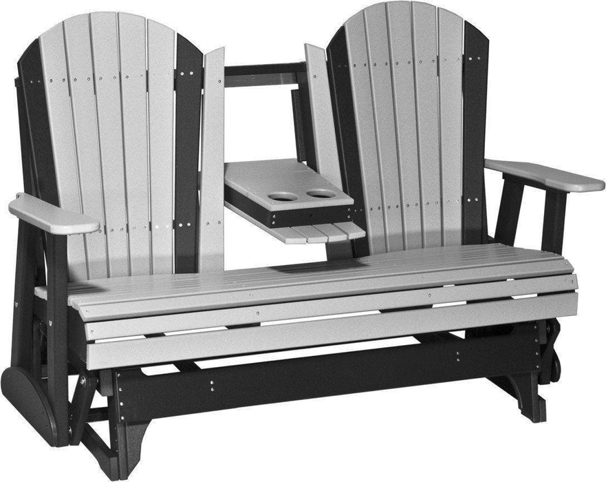 LuxCraft Recycled Plastic 5' Adirondack Glider Chair With Flip Down Center Console