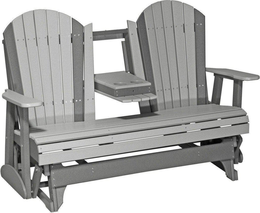 LuxCraft Recycled Plastic 5' Adirondack Glider Chair With Flip Down Center Console
