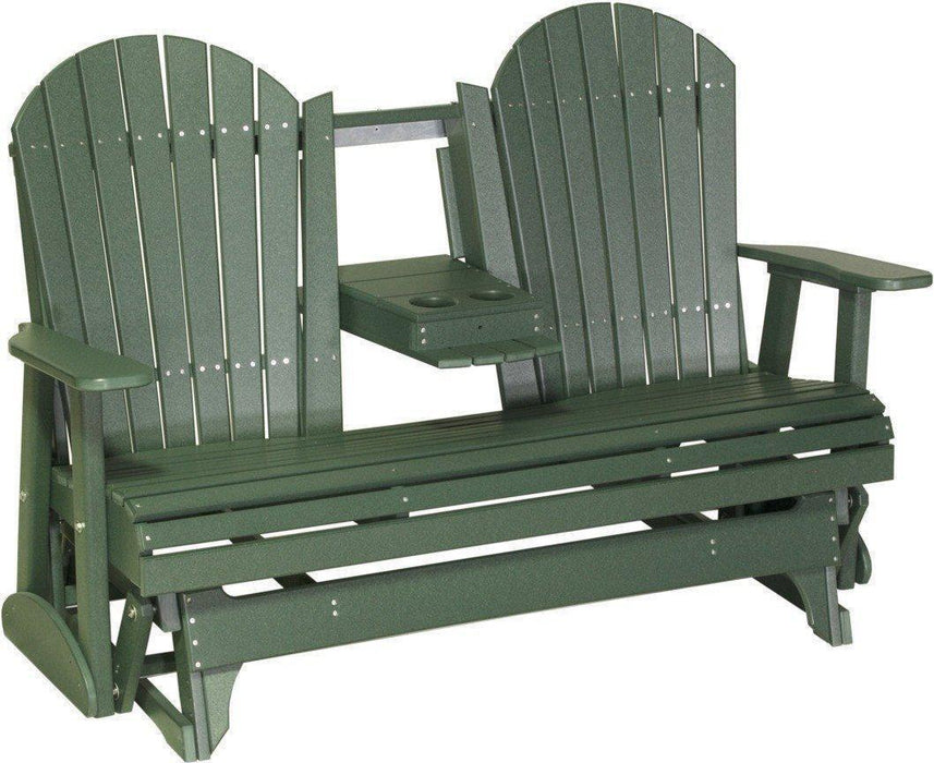 LuxCraft Recycled Plastic 5' Adirondack Glider Chair With Flip Down Center Console