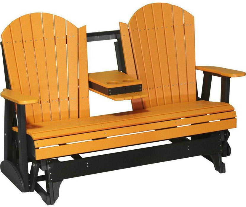 LuxCraft Recycled Plastic 5' Adirondack Glider Chair With Flip Down Center Console