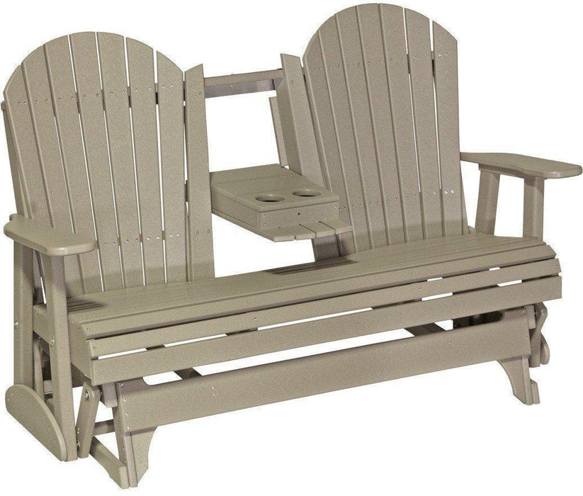 LuxCraft Recycled Plastic 5' Adirondack Glider Chair With Flip Down Center Console