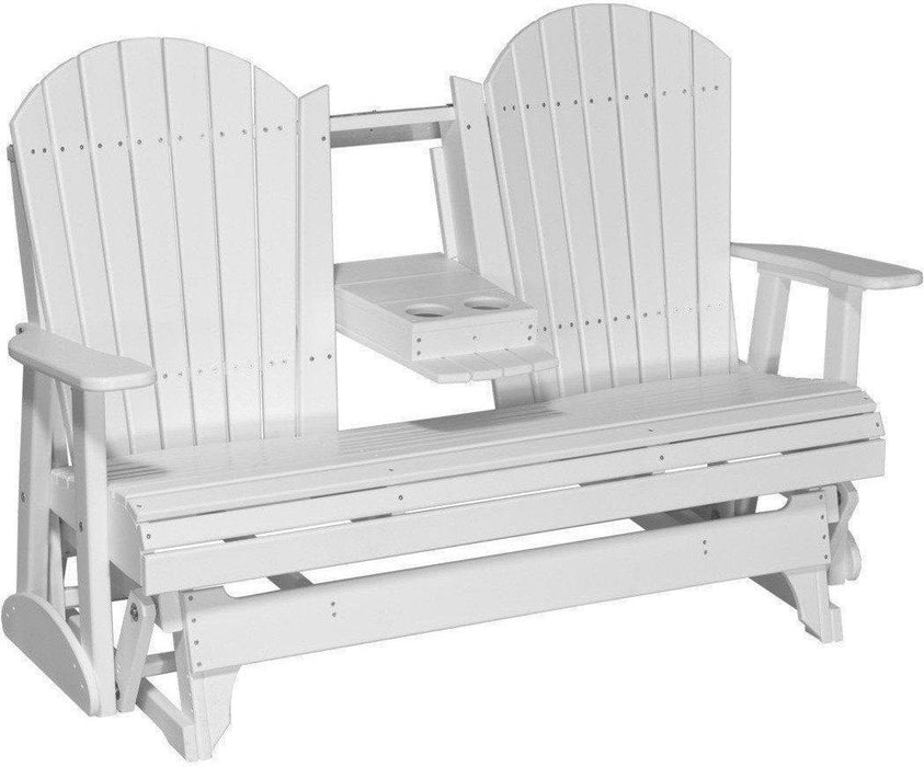 LuxCraft Recycled Plastic 5' Adirondack Glider Chair With Flip Down Center Console