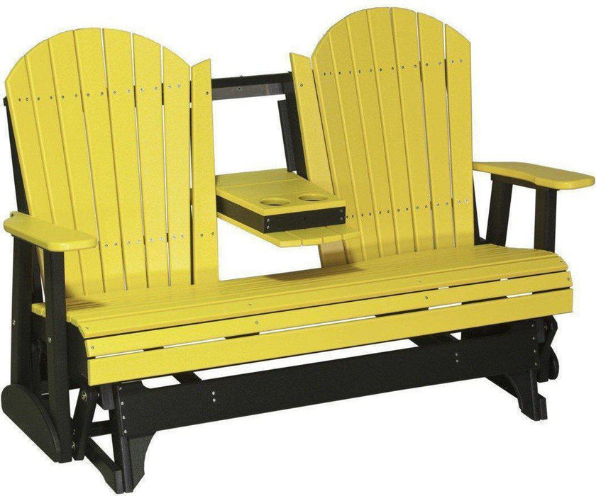 LuxCraft Recycled Plastic 5' Adirondack Glider Chair With Flip Down Center Console