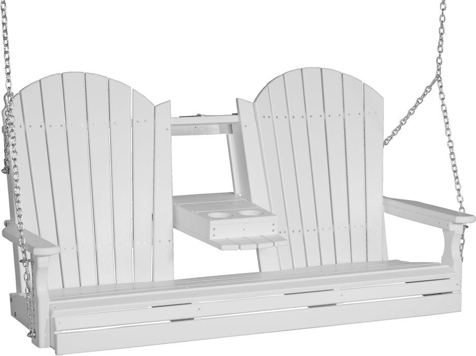 LuxCraft Adirondack 5ft. Recycled Plastic Porch Swing with Flip Down Center Console