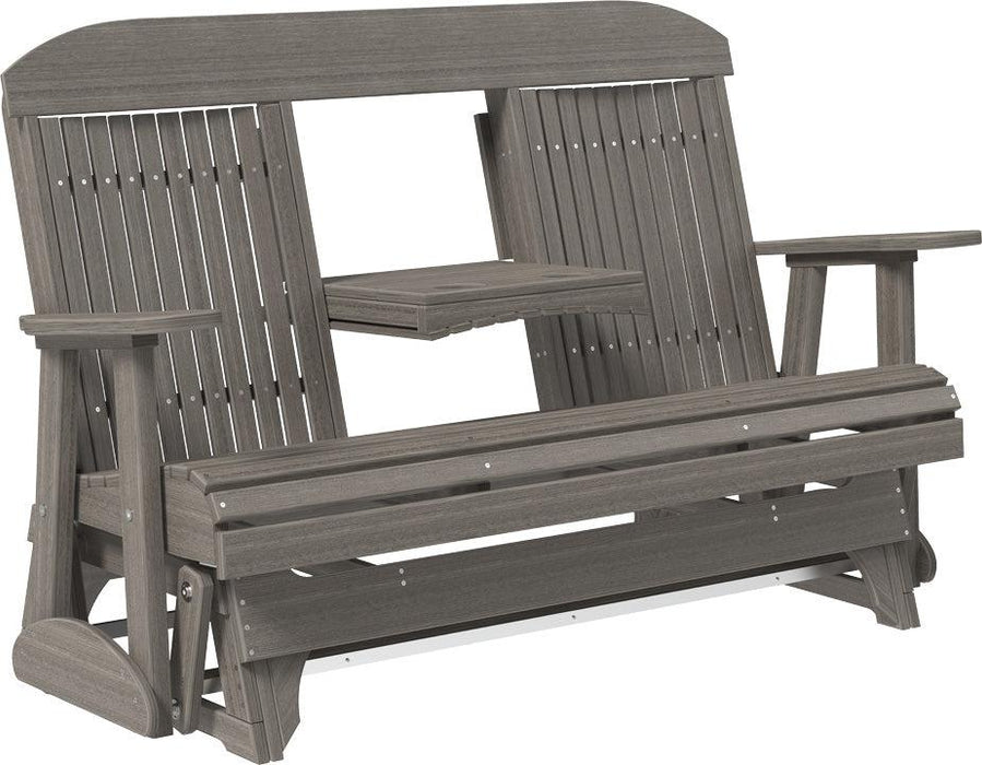 LuxCraft Classic Highback 5ft. Recycled Plastic Glider with Flip Down Center Console