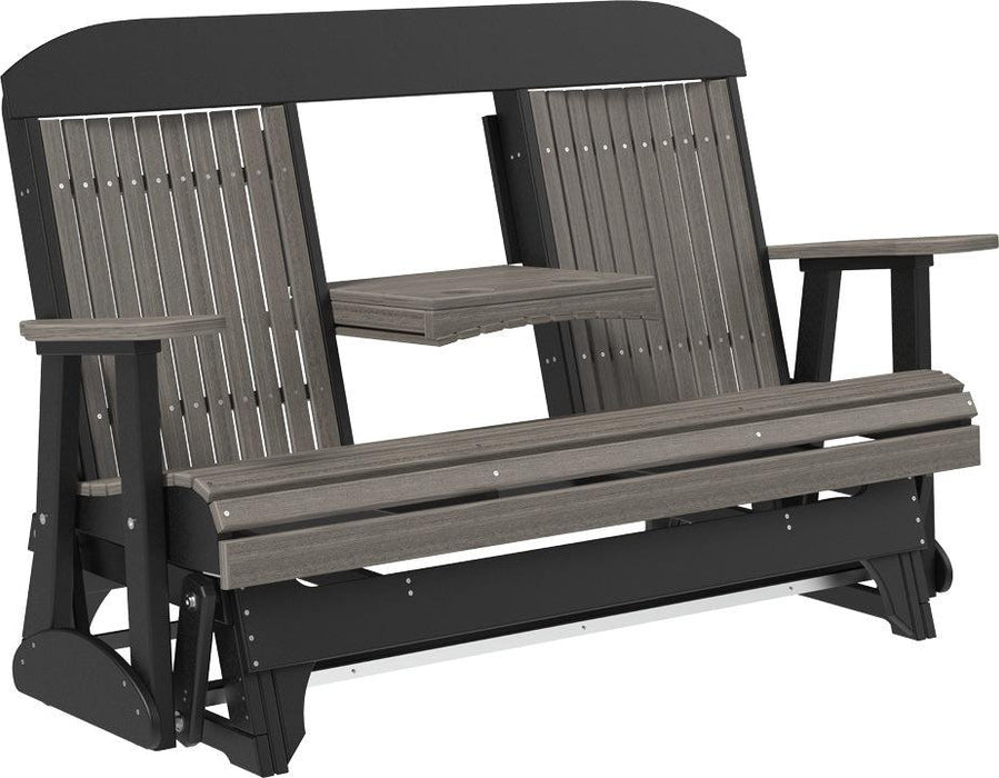LuxCraft Classic Highback 5ft. Recycled Plastic Glider with Flip Down Center Console