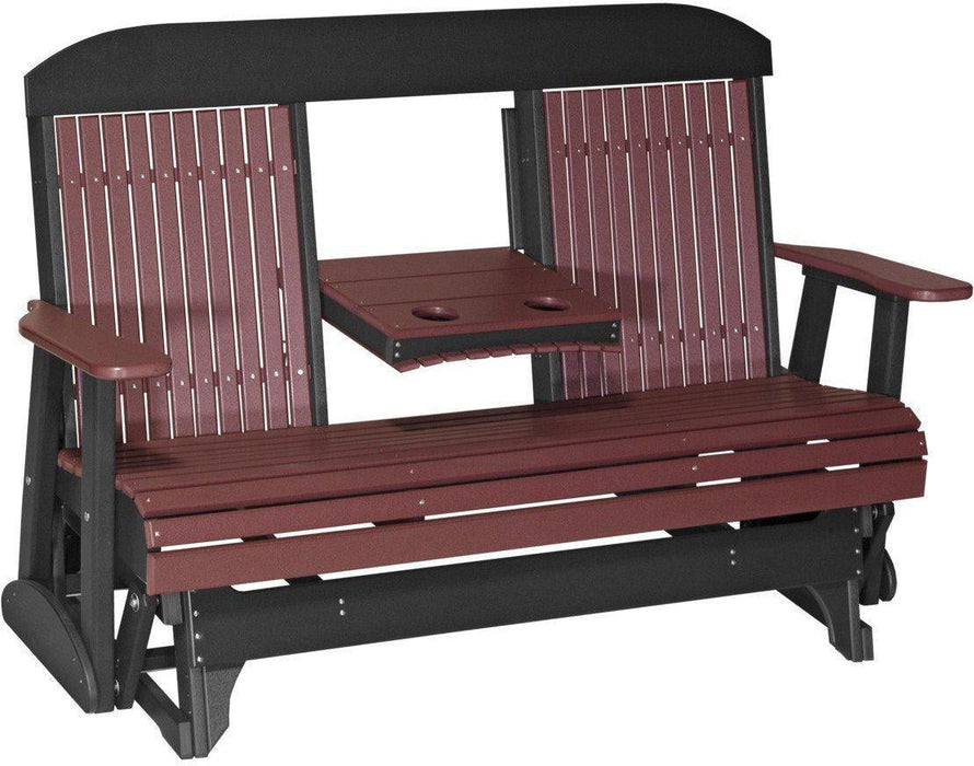 LuxCraft Classic Highback 5ft. Recycled Plastic Glider with Flip Down Center Console