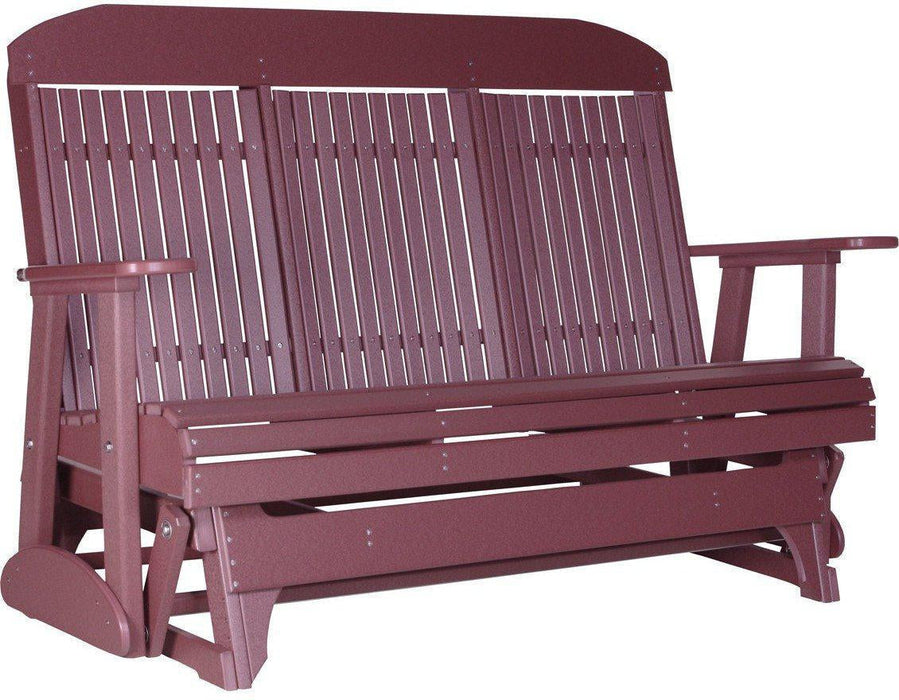 LuxCraft Classic Highback 5ft. Recycled Plastic Glider with Flip Down Center Console