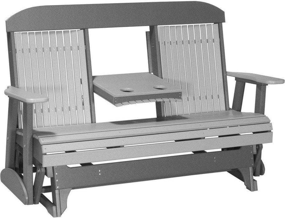 LuxCraft Classic Highback 5ft. Recycled Plastic Glider with Flip Down Center Console