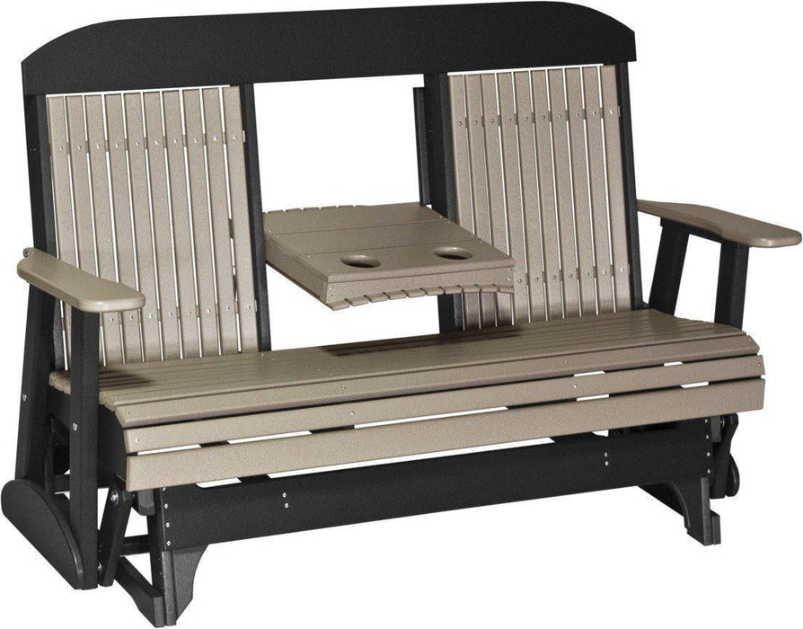 LuxCraft Classic Highback 5ft. Recycled Plastic Glider with Flip Down Center Console