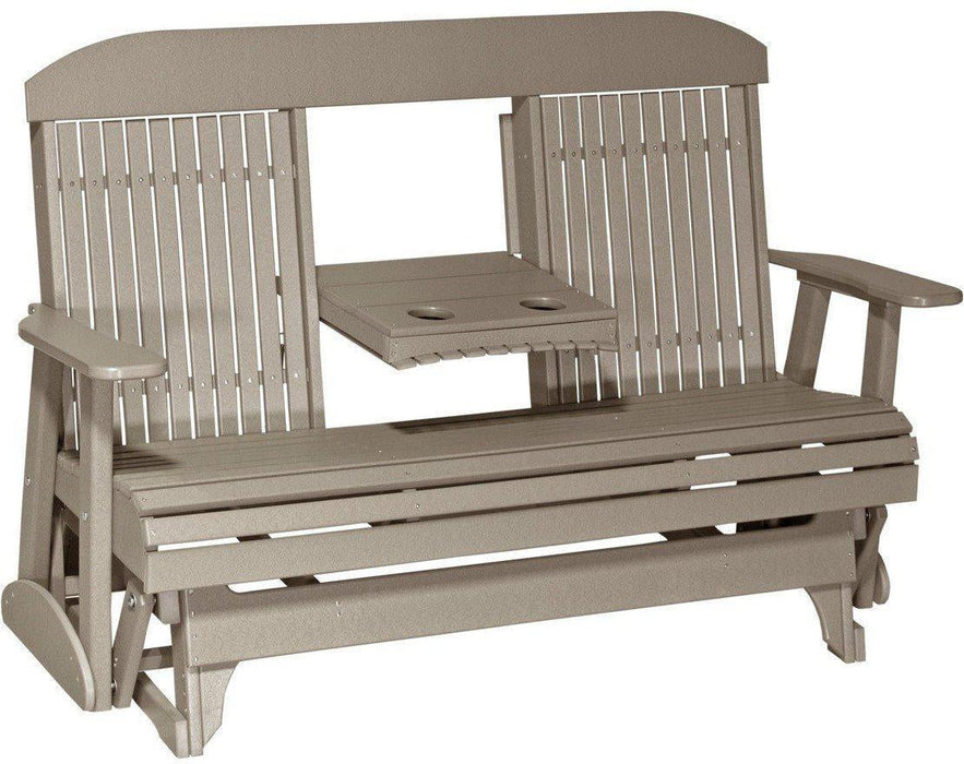 LuxCraft Classic Highback 5ft. Recycled Plastic Glider with Flip Down Center Console