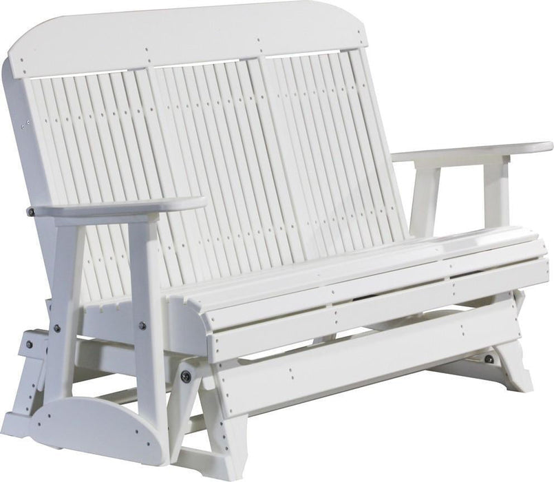 LuxCraft Classic Highback 5ft. Recycled Plastic Glider with Flip Down Center Console
