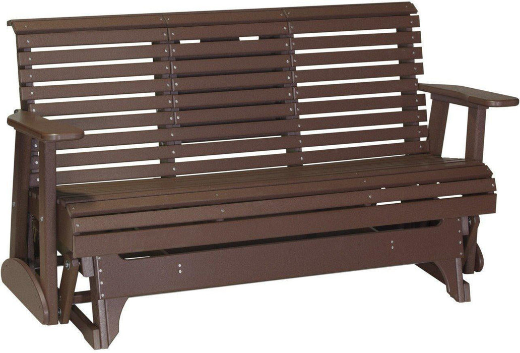 LuxCraft 5' Rollback Recycled Plastic Patio Glider with Flip Down Center Console