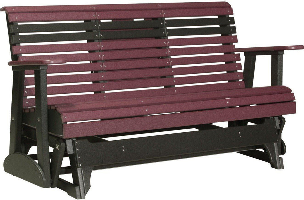 LuxCraft 5' Rollback Recycled Plastic Patio Glider with Flip Down Center Console