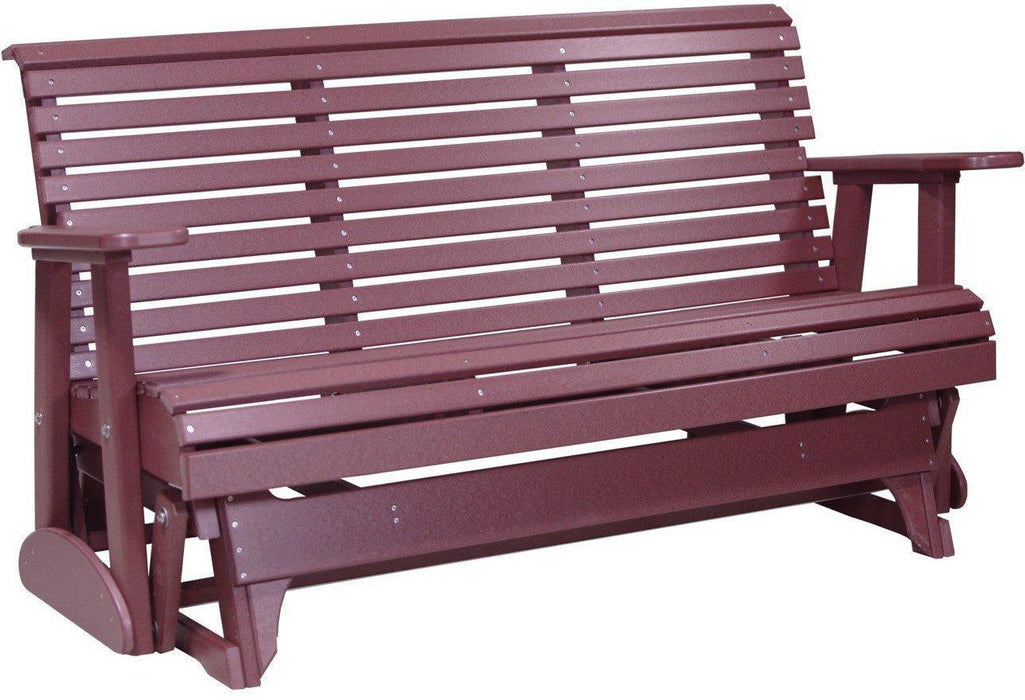 LuxCraft 5' Rollback Recycled Plastic Patio Glider with Flip Down Center Console