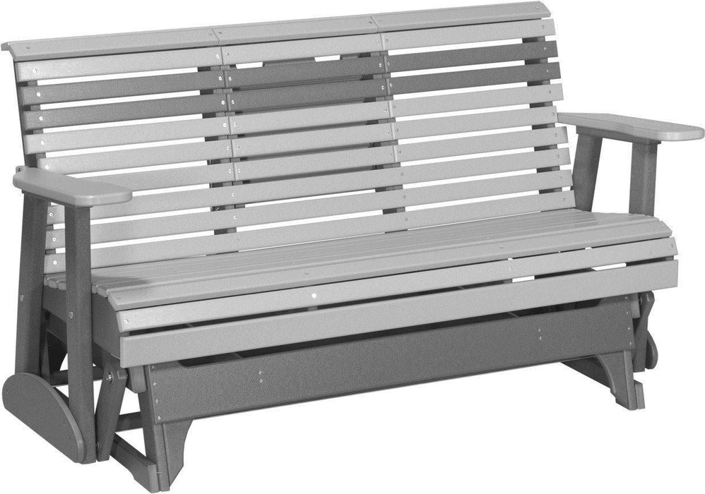 LuxCraft 5' Rollback Recycled Plastic Patio Glider with Flip Down Center Console