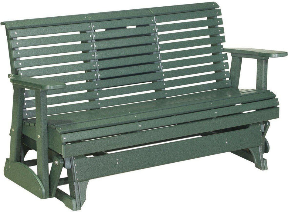 LuxCraft 5' Rollback Recycled Plastic Patio Glider with Flip Down Center Console