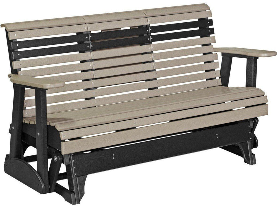 LuxCraft 5' Rollback Recycled Plastic Patio Glider with Flip Down Center Console