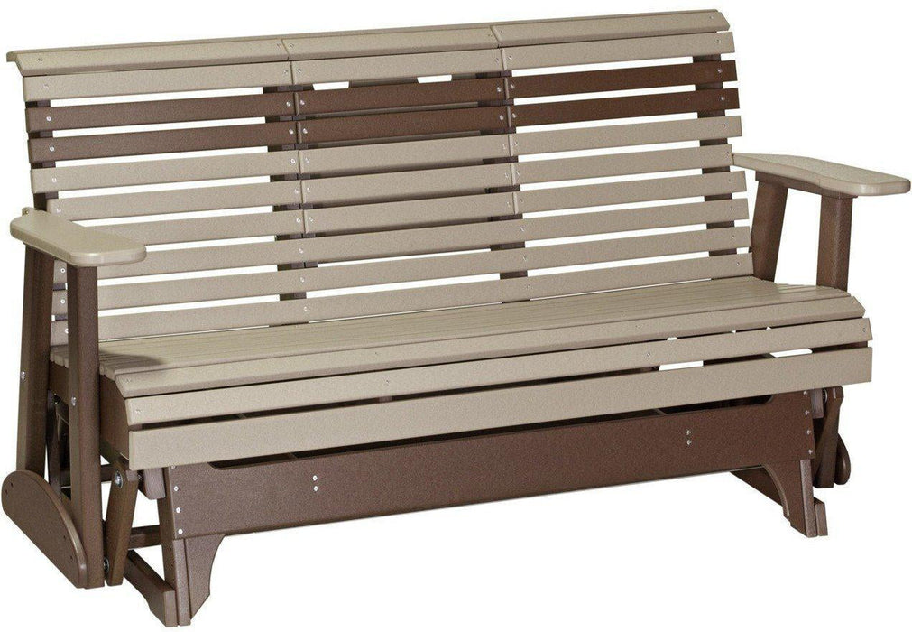 LuxCraft 5' Rollback Recycled Plastic Patio Glider with Flip Down Center Console