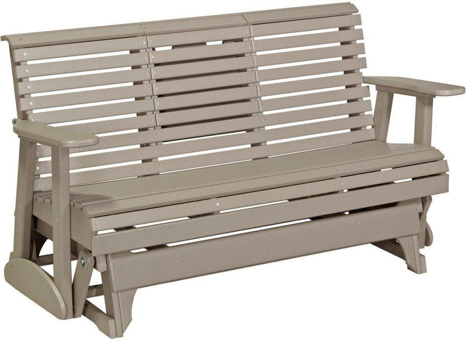 LuxCraft 5' Rollback Recycled Plastic Patio Glider with Flip Down Center Console