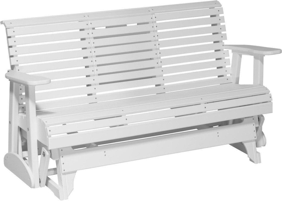 LuxCraft 5' Rollback Recycled Plastic Patio Glider with Flip Down Center Console