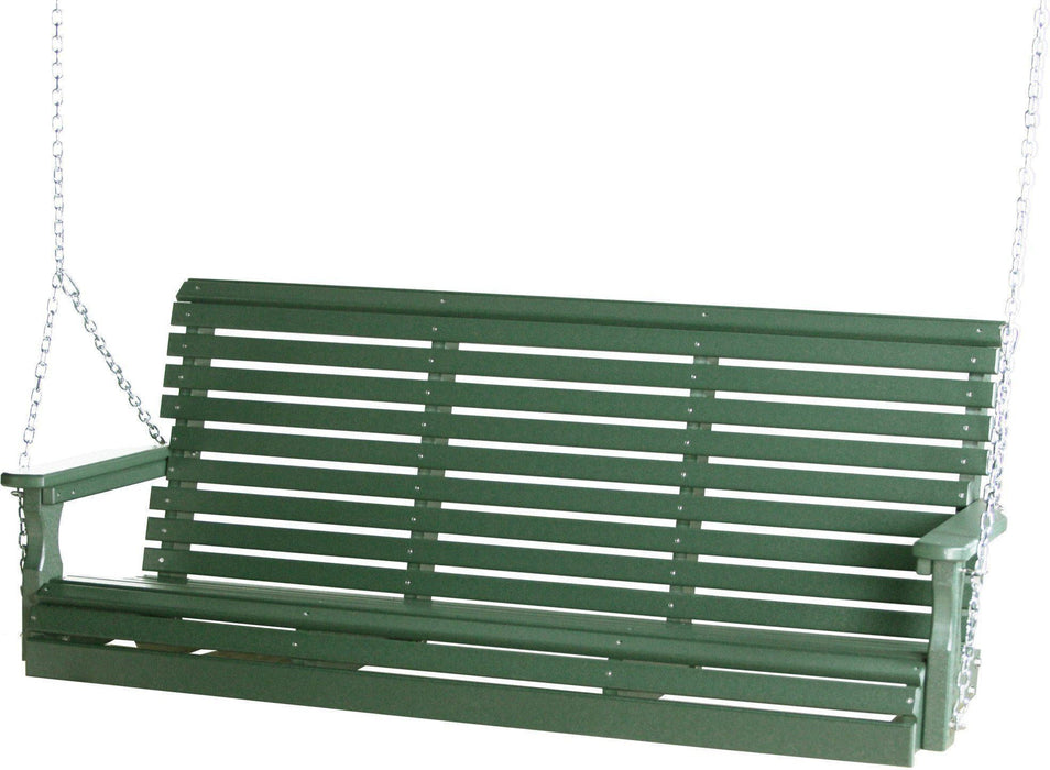 LuxCraft Rollback 5ft Recycled Plastic Plain Porch Swing with Flip Down Center Console